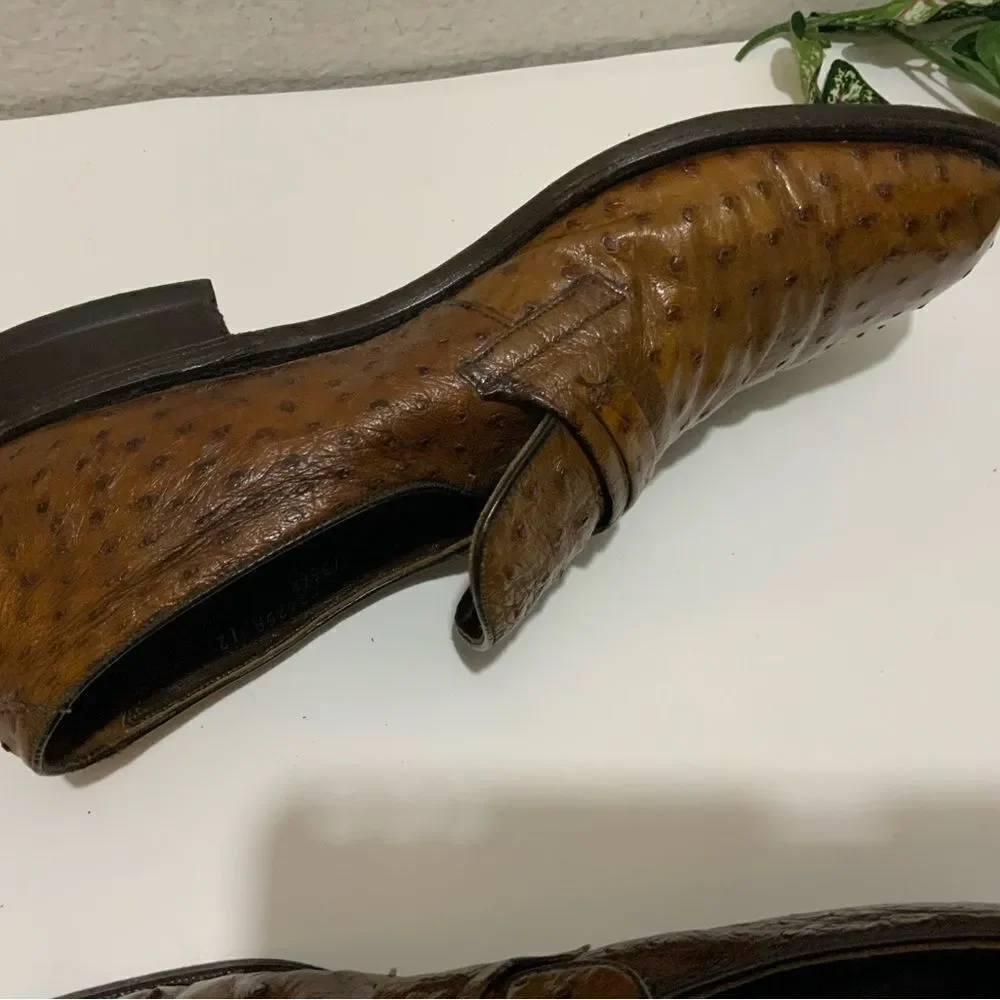 Footjoy Brown Ostrich Leather Loafers 73668 12C